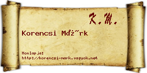 Korencsi Márk névjegykártya